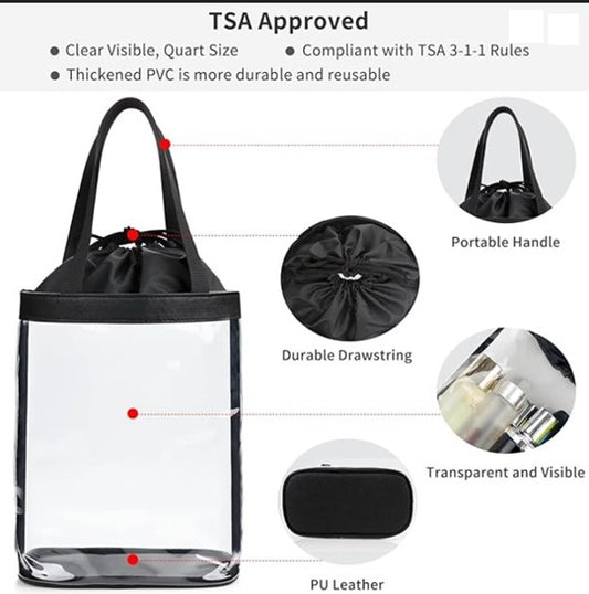 Travel Drawstring Cosmetic Bag (TSA-Approved) - NEW!